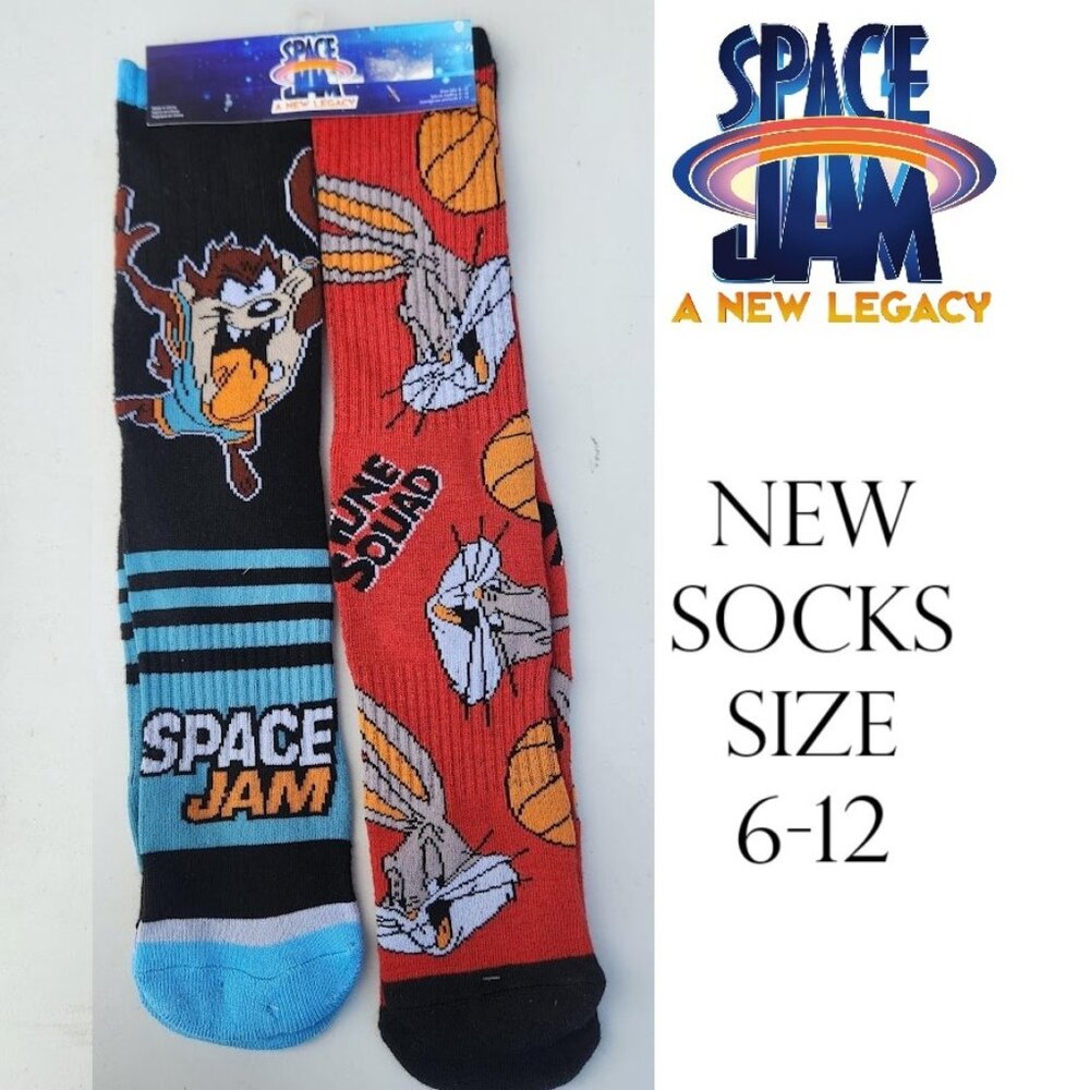 NEW SPACE JAM NEW LEGACY TUNE SQUAD Looney Toons Men's 2 pairs socks Bugs Bunny